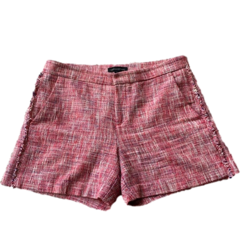 Banana Republic Red Tweed Fringe Trim Dressy Preppy Longer Shorts Women 6
